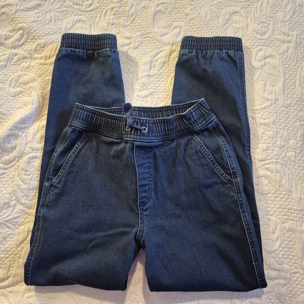 Hanna Andersson boys size 140 or 10 pull on jogger style jeans double knee VGUC